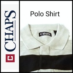 🆕️ Chaps Grey/Black Striped Polo Shirt Men Size M